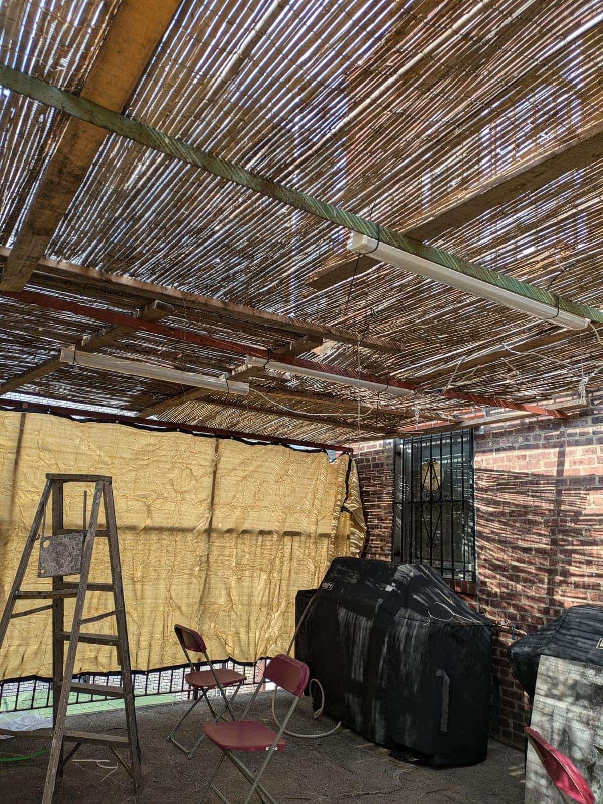 Bamboo schach covering the roof of a sukkah